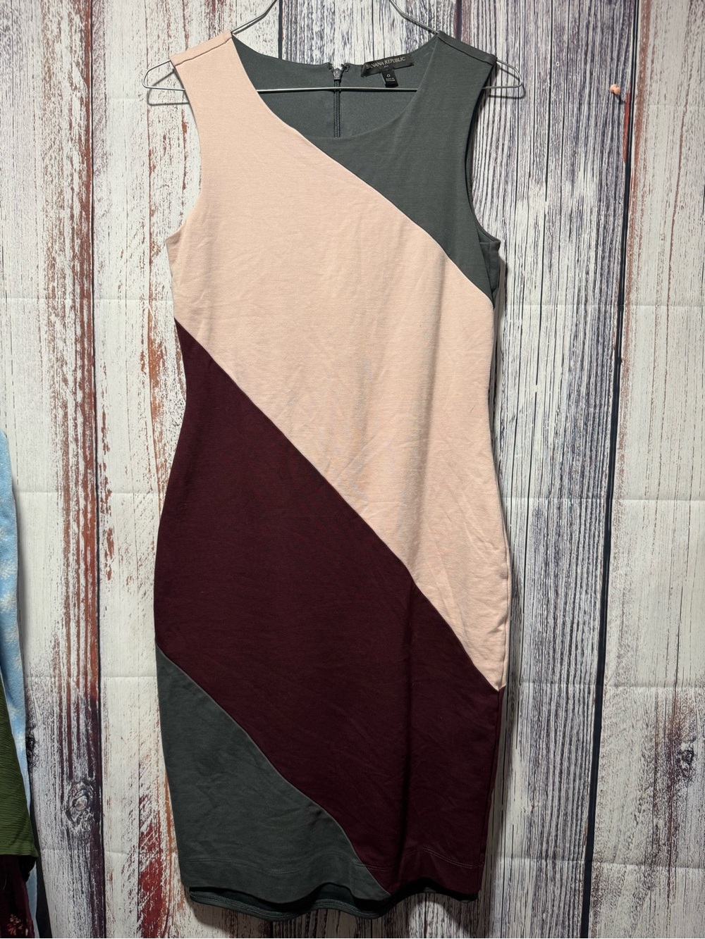 Banana Republic Diagonal Colorblock Sheath Dress - Blush, Burgundy & Olive